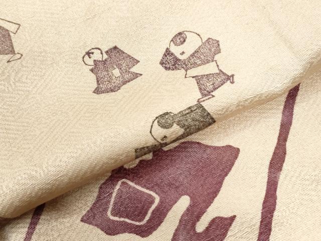 平和屋着物●上質な小紋 型染め 唐子 動物 正絹 逸品 CABI3302yc