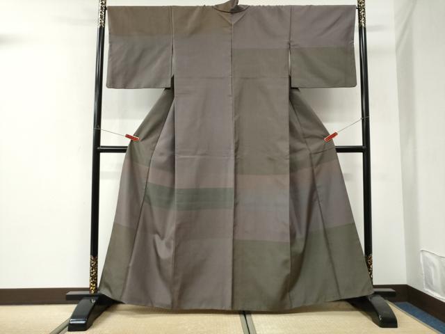 平和屋着物●訪問着 お召地 格子吉祥文 正絹 逸品 CABI3312yc