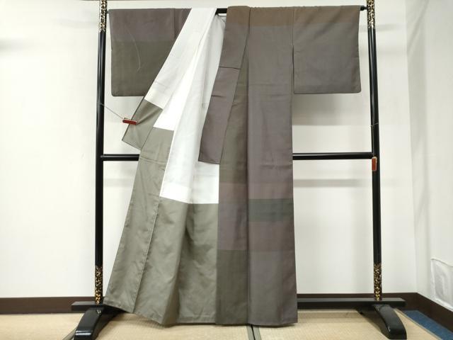 平和屋着物●訪問着 お召地 格子吉祥文 正絹 逸品 CABI3312yc
