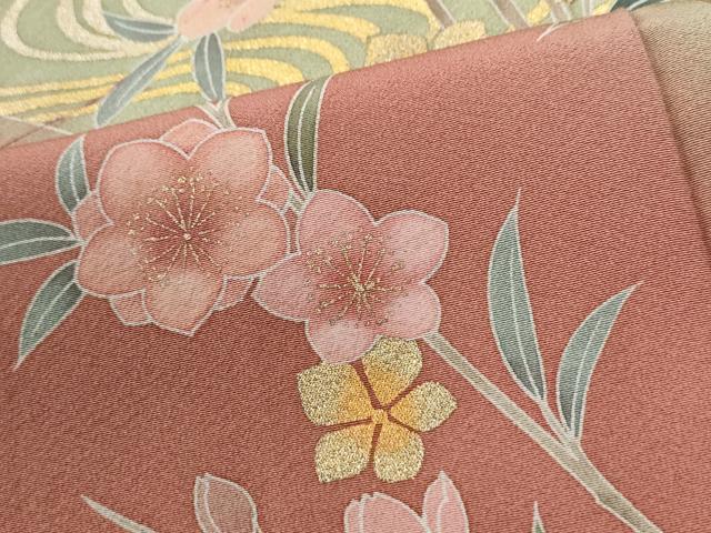 平和屋着物●訪問着 作家物 松峰 流水枝花文 暈し染め 金彩 正絹 逸品 CABI3322yc