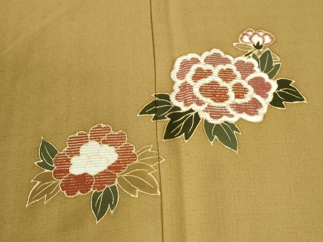 平和屋着物●十二代目 市川団十郎 訪問着 枝笹牡丹舞蝶文 暈し染め 金彩 正絹 逸品 CABI3326yc