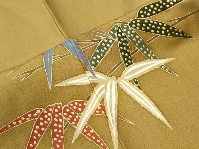 平和屋着物●十二代目 市川団十郎 訪問着 枝笹牡丹舞蝶文 暈し染め 金彩 正絹 逸品 CABI3326yc