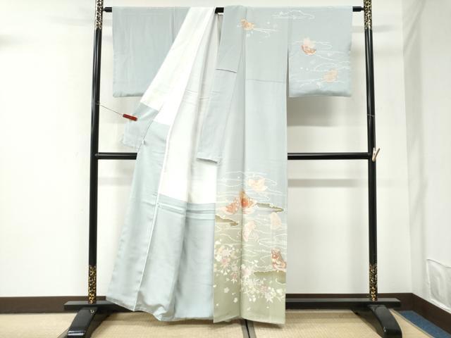 平和屋着物●訪問着 雲取り短冊枝花文 暈し染め 金彩 そごう扱い 正絹 逸品 CABI3331yc