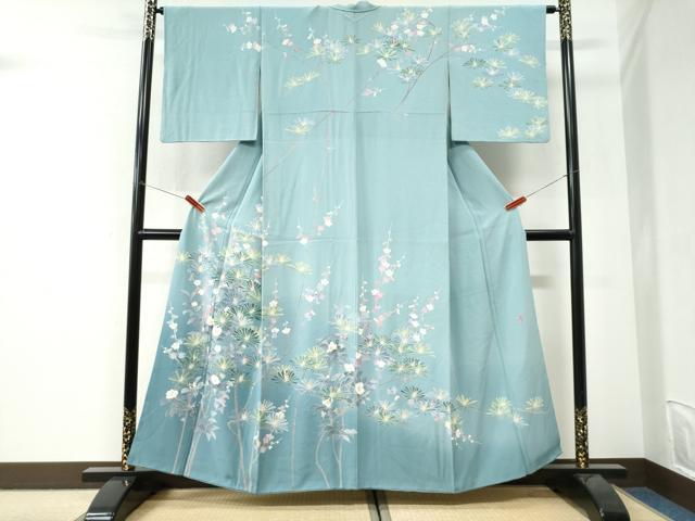 平和屋着物●十日町友禅作家 一梗 訪問着 松葉梅文 暈し染め 正絹 逸品 CABI3336yc