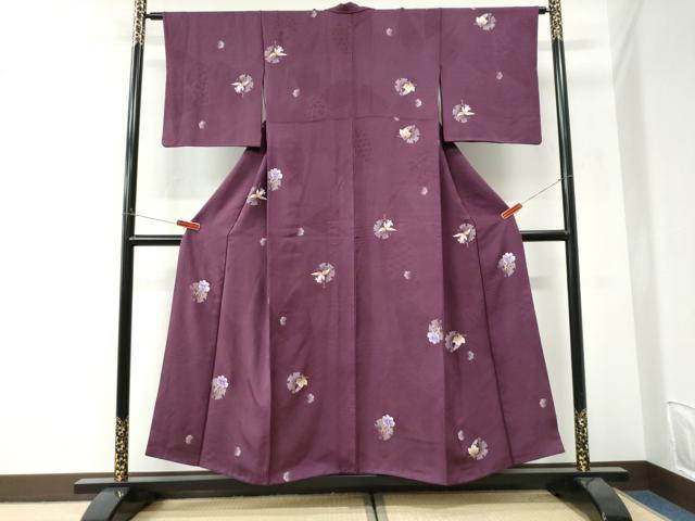 平和屋着物●BANKANわものや 小紋 雪輪葡萄草花文 金彩 正絹 逸品 CABI3338yc