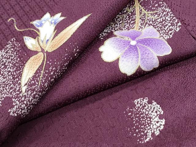 平和屋着物●BANKANわものや 小紋 雪輪葡萄草花文 金彩 正絹 逸品 CABI3338yc