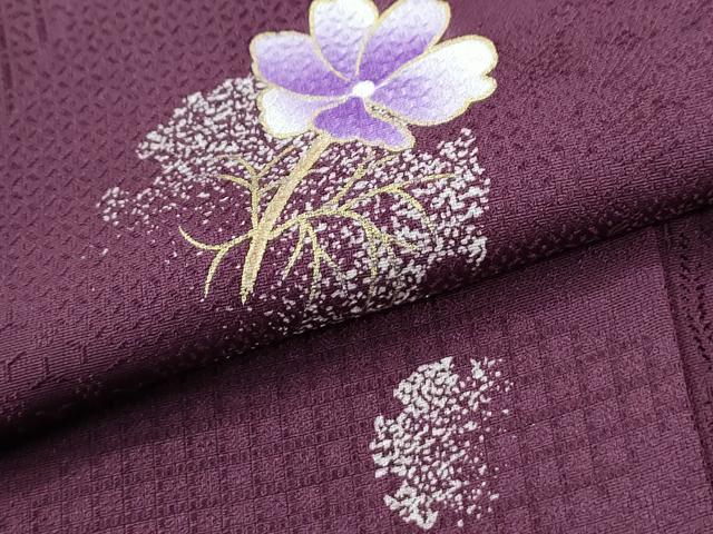 平和屋着物●BANKANわものや 小紋 雪輪葡萄草花文 金彩 正絹 逸品 CABI3338yc