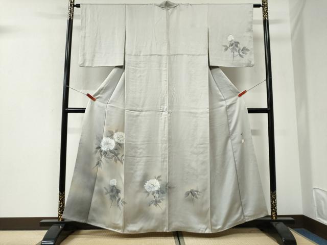 平和屋着物●東京友禅 菅有鬼一 訪問着 枝花文 暈し染め 金彩 正絹 逸品 CABI3342yc