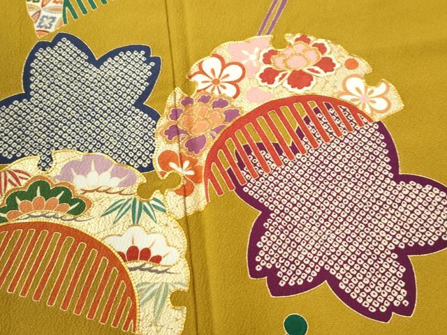 平和屋着物●豪華振袖 駒刺繍 櫛 簪 舞桜 金彩 正絹 逸品 CABI3346yc