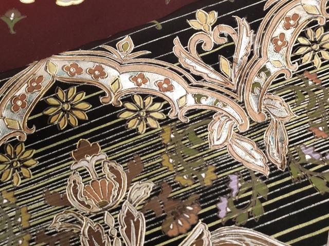 平和屋着物●豪華振袖 舞蝶花唐草文 暈し染め 金彩 正絹 逸品 CABI3363yc