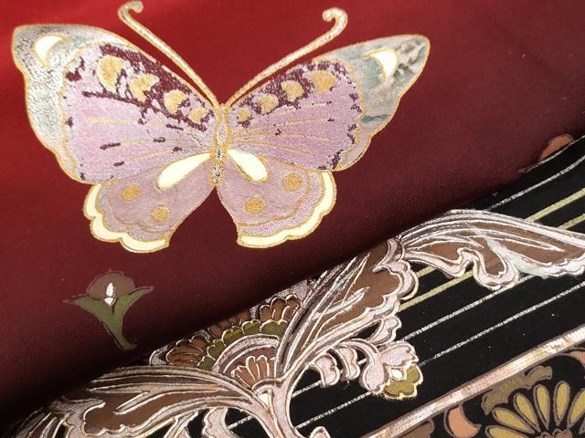 平和屋着物●豪華振袖 舞蝶花唐草文 暈し染め 金彩 正絹 逸品 CABI3363yc