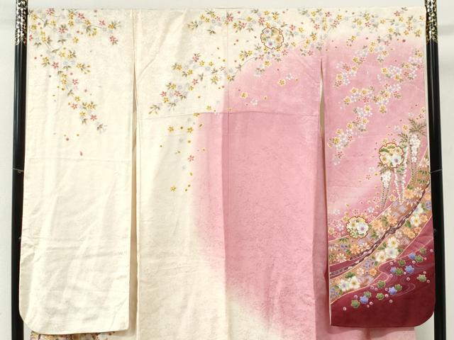 平和屋着物●豪華振袖 辻が花 駒刺繍 暈し染め 金彩 正絹 逸品 CABI3366yc