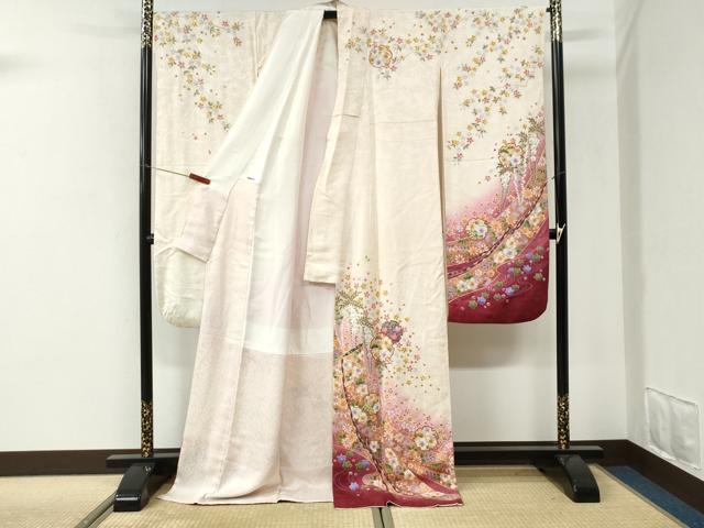 平和屋着物●豪華振袖 辻が花 駒刺繍 暈し染め 金彩 正絹 逸品 CABI3366yc