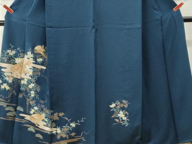 平和屋着物●訪問着 霞扇面鼓花鳥文 金彩 正絹 逸品 CABI3374yc