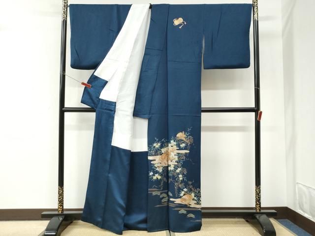 平和屋着物●訪問着 霞扇面鼓花鳥文 金彩 正絹 逸品 CABI3374yc