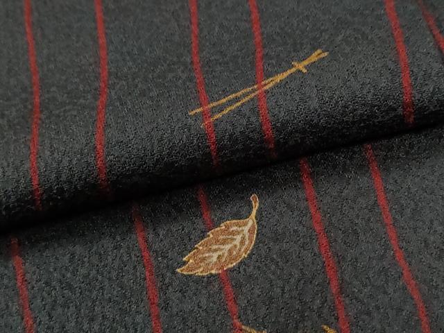 平和屋着物●上質な小紋 よろけ縞 溢れ松葉梅文 金彩 ロング丈 正絹 逸品 CABI3387yc