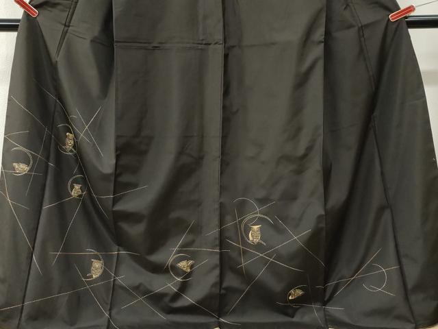 平和屋着物●訪問着 本場縞大島紬 総刺繍 刺し子 ミミズク ロング丈 正絹 逸品 CABI3398yc