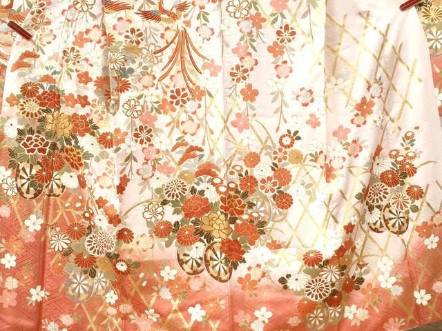 平和屋着物●豪華振袖・長襦袢セット 駒刺繍 鳳凰籬牡丹花車文 暈し染め 金彩 正絹 逸品 CABI3400yc