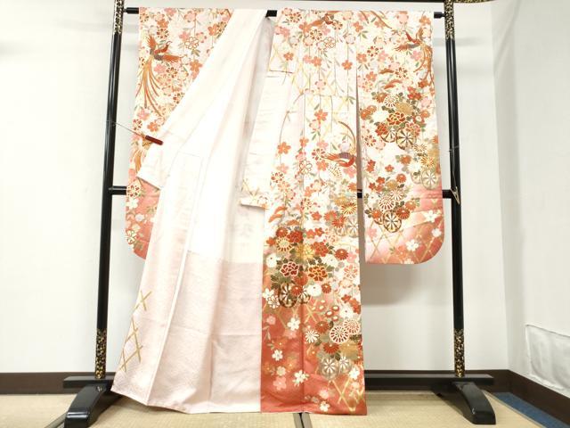 平和屋着物●豪華振袖・長襦袢セット 駒刺繍 鳳凰籬牡丹花車文 暈し染め 金彩 正絹 逸品 CABI3400yc