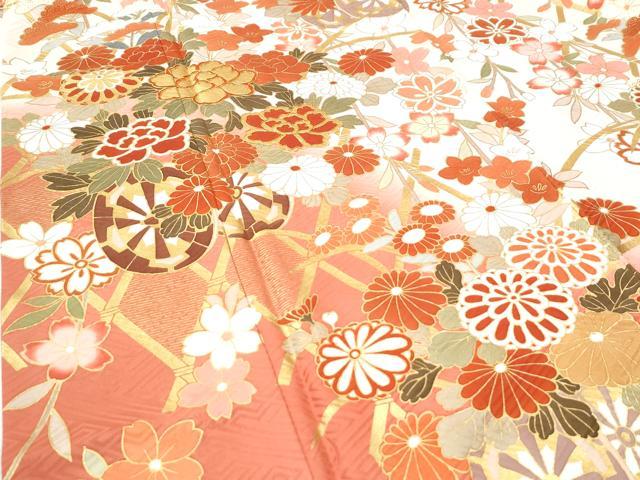 平和屋着物●豪華振袖・長襦袢セット 駒刺繍 鳳凰籬牡丹花車文 暈し染め 金彩 正絹 逸品 CABI3400yc