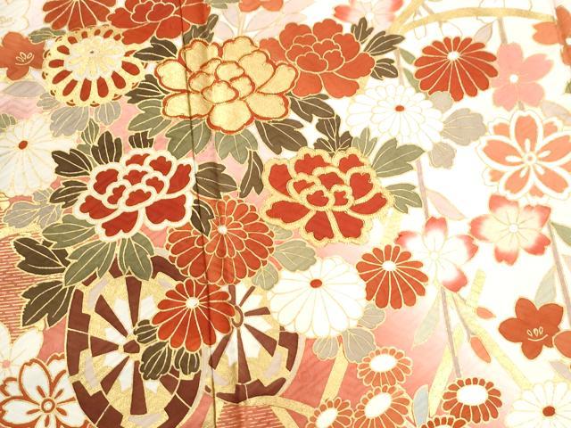 平和屋着物●豪華振袖・長襦袢セット 駒刺繍 鳳凰籬牡丹花車文 暈し染め 金彩 正絹 逸品 CABI3400yc