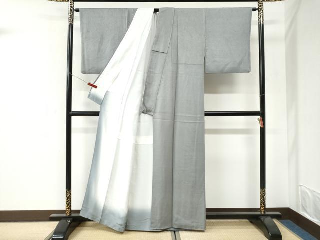 平和屋着物●上質な色無地 杢目地紋 薄鈍色 正絹 逸品 CABI3421yc