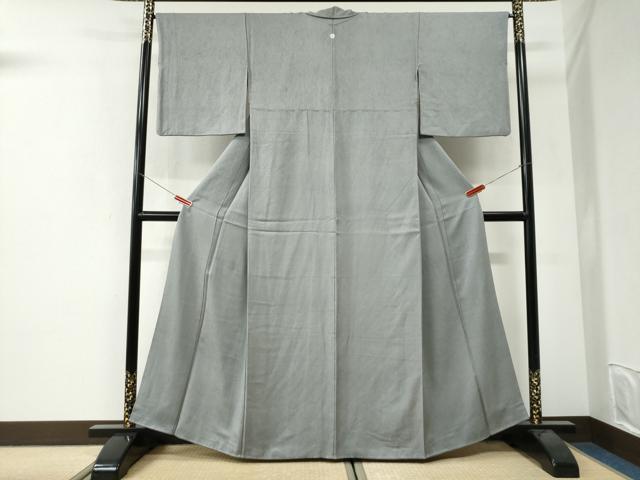 平和屋着物●上質な色無地 杢目地紋 薄鈍色 正絹 逸品 CABI3421yc