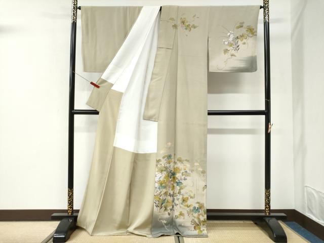 平和屋着物●京友禅工芸作家 小宮山彌一 訪問着 葡萄 リス 暈し染め 正絹 逸品 CABI3422yc
