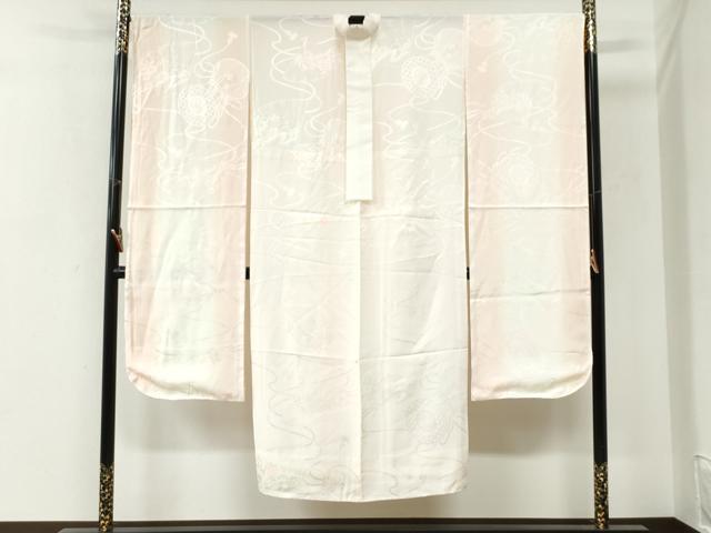 平和屋着物●振袖用長襦袢 無双仕立て 鼓檜扇花地紋 暈し染め 正絹 逸品 CABI3426yc
