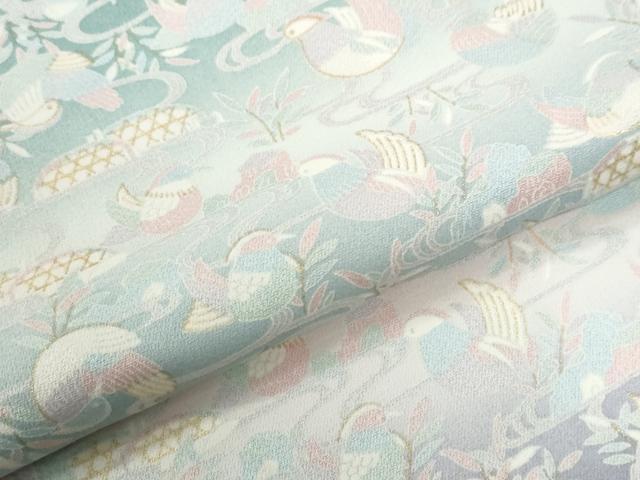 平和屋着物●上質な小紋 流水籬鴛鴦文 暈し染め 金彩 正絹 逸品 CABI3427yc