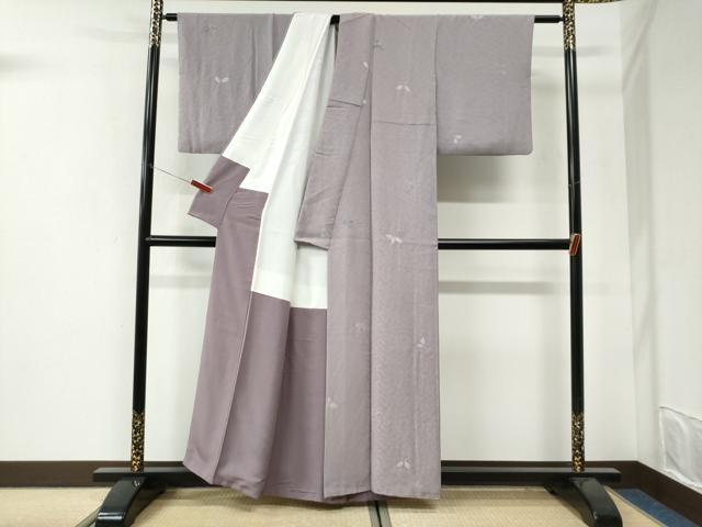平和屋着物●上質な小紋 絞り 地紋起こし 舞葉文 正絹 逸品 CABI3430yc