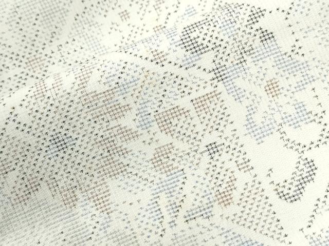平和屋着物●本場大島紬 白大島 9マルキ 亀甲重ね花唐草文 正絹 逸品 CABI3432yc