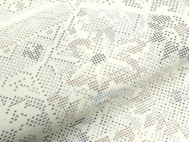 平和屋着物●本場大島紬 白大島 9マルキ 亀甲重ね花唐草文 正絹 逸品 CABI3432yc