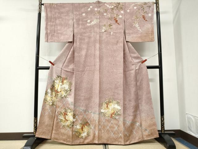 平和屋着物●訪問着 籬葡萄丸文 暈し染め 金彩 正絹 逸品 CABI3434yc