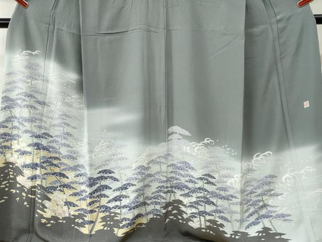 平和屋着物●田中勇吉の弟子 日本工芸会正会員 吉田喜八郎 色留袖 浜松枝梅文 暈し染め 銀糸 阪急百貨店扱い 正絹 逸品 CABI3436yc