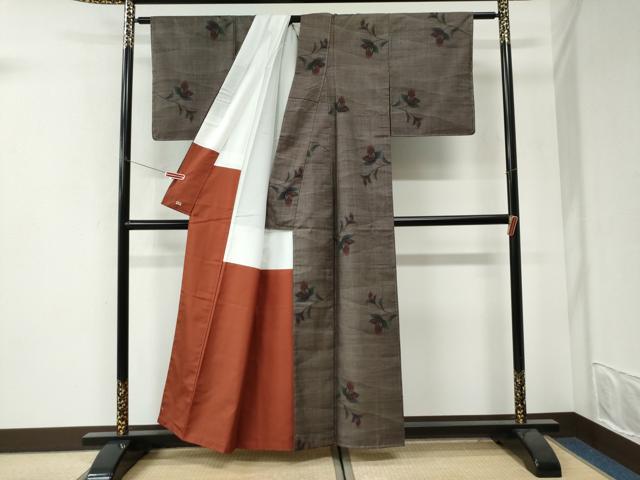 平和屋着物●本場大島紬 枝花文 三越扱い 正絹 逸品 未使用 CABI3451yc