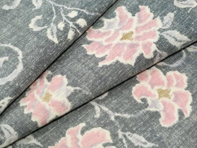 平和屋着物●上質な紬 更紗花唐草文 正絹 逸品 CABI3454yc