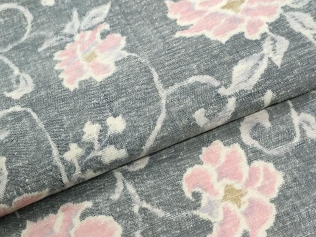平和屋着物●上質な紬 更紗花唐草文 正絹 逸品 CABI3454yc