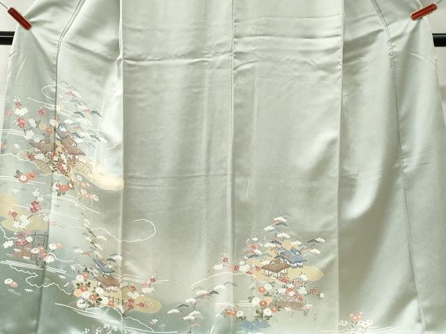 平和屋着物●訪問着 友禅 雲取り松竹梅風景文 暈し染め ロング丈 正絹 逸品 未使用 CABI3457yc