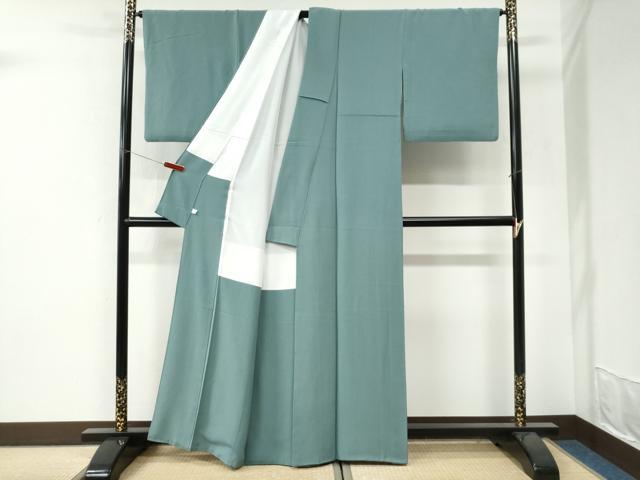平和屋着物●上質な色無地 千草色 正絹 逸品 CABI3466yc