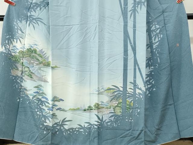 平和屋着物●訪問着 作家物 水辺風景文 シルエット 暈し染め 正絹 逸品 CABI3467yc