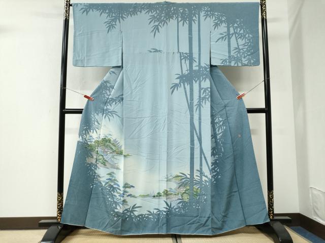 平和屋着物●訪問着 作家物 水辺風景文 シルエット 暈し染め 正絹 逸品 CABI3467yc