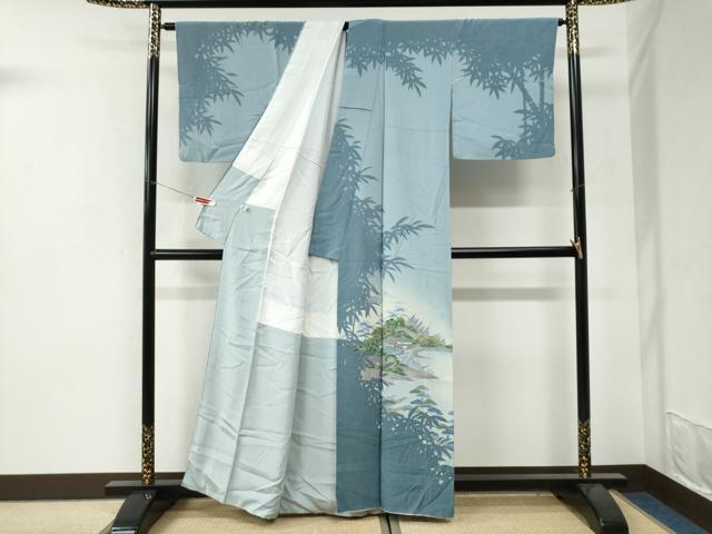 平和屋着物●訪問着 作家物 水辺風景文 シルエット 暈し染め 正絹 逸品 CABI3467yc