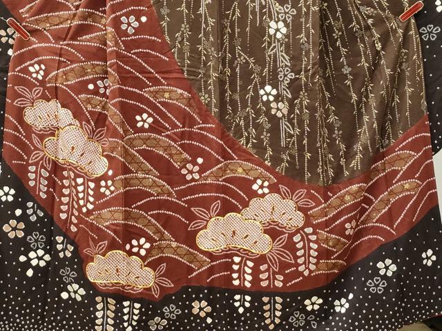 平和屋着物●豪華振袖 駒刺繍 絞り 浜松枝垂れ花文 金彩 正絹 逸品 CABI3469yc
