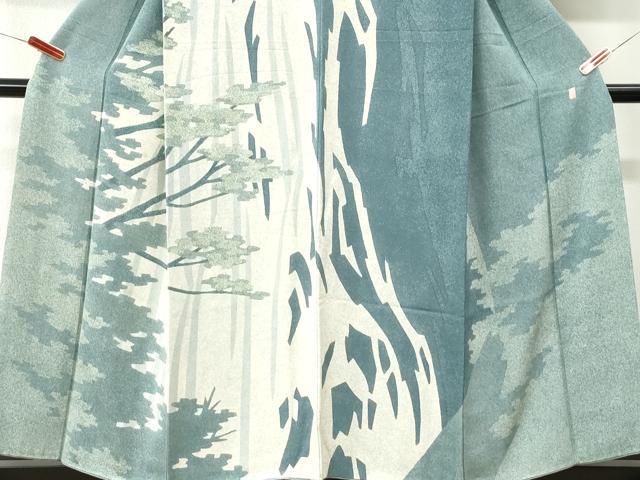 平和屋着物●日本工芸会正会員 大村禎一 訪問着 シルエット 草木文 正絹 逸品 CABI3471yc