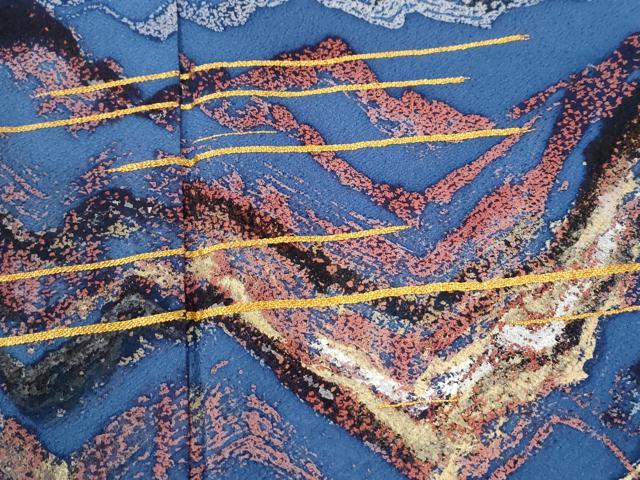 平和屋着物●訪問着 作家物 駒刺繍 遠山文 正絹 逸品 CABI3473yc