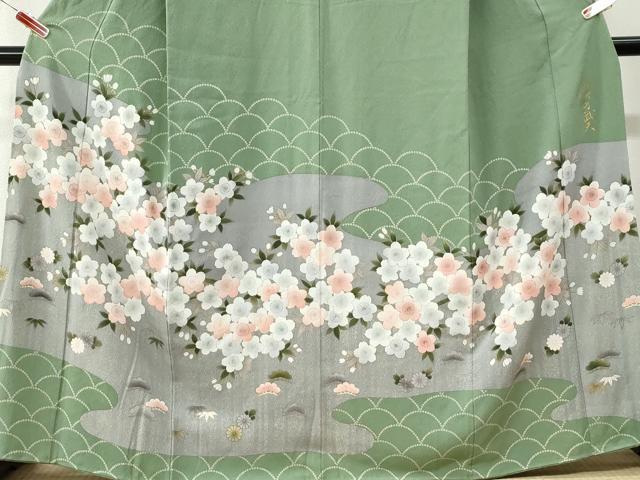 平和屋着物●皇室デザイナー 中村乃武夫 訪問着 舞桜文 金彩 正絹 逸品 CABI3485yc