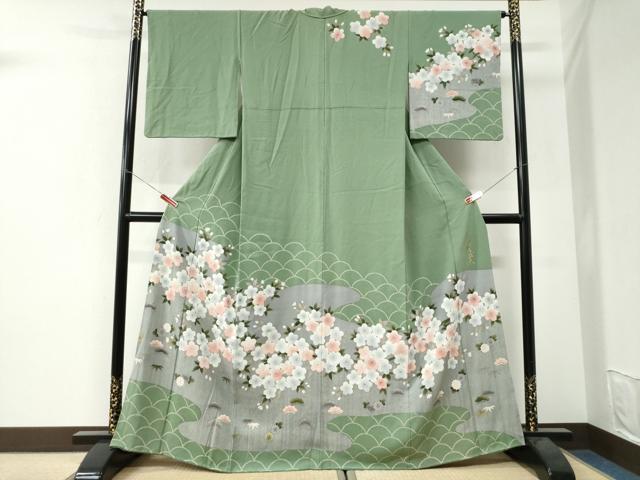 平和屋着物●皇室デザイナー 中村乃武夫 訪問着 舞桜文 金彩 正絹 逸品 CABI3485yc