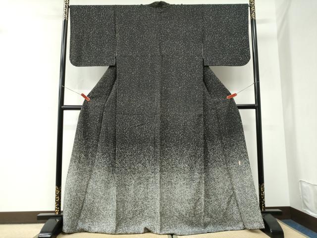 平和屋着物●本加賀友禅作家 押田正義 色留訪問着 霞文 たたき染め 黒地 ロング丈 正絹 逸品 CABI3486yc