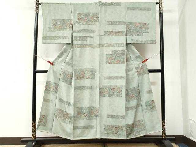 平和屋着物●中国三大刺繍 スワトウ刺繍 総刺繍 小紋 短冊御所車花文 正絹 逸品 CABI3493yc
